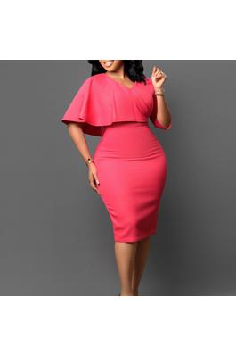 Solid Color Pencil Skirt with Hip Wrap
