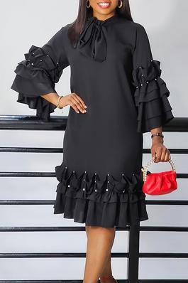 Ruffled Trumpet Sleeves Large Size Foreign Trade Dress
