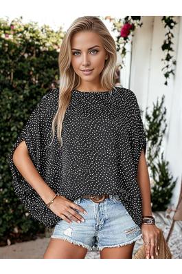 Spotted Print Bat Wing Blouse