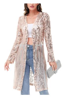 Sparkly Sequin Cardigan Open Front Glitter Kimono