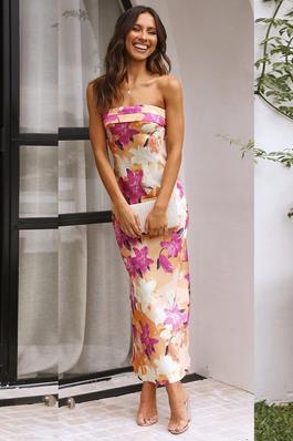 Floral Print Wrap Mid-Length Dress