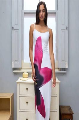 Adjustable Strap Split Floral Print Dress