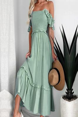 Solid Color Off-Shoulder Backless Sling Dress