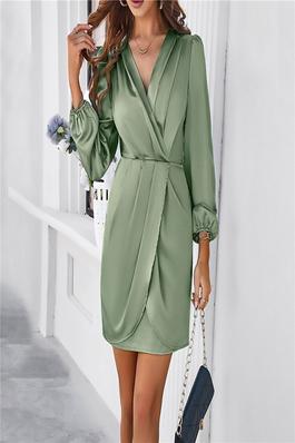Elegant And Stylish Solid Color V-Neck Dress