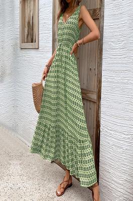 Fashionable Rhombus Print Sleeveless Dress