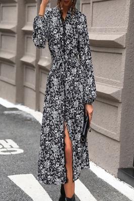Lace Collar Floral Patchwork Long Sleeve Dress