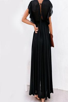 Loose-Fit Solid Color Long Beach Cover-Up Dress