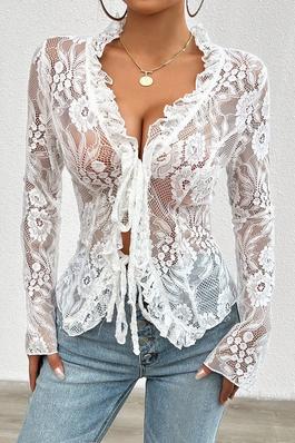 Long sleeved Lace Tops