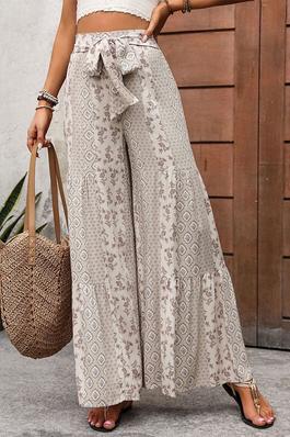 Ethnic Style High Waisted Wide Leg Pants