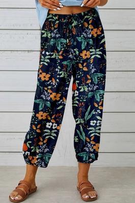 High Waisted Drawstring Cropped Pants