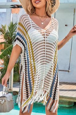 V-Neck Hollow Out Beach Cover Up