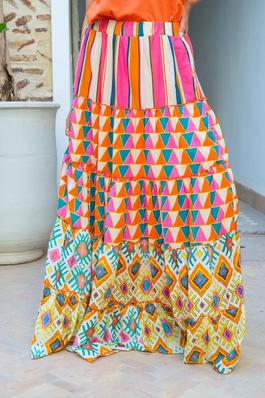 Boho Ruffled Tiered Maxi Skirt