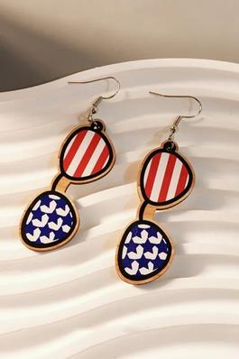 USA Print Wooden Earrings MOQ 5pcs ZK1541