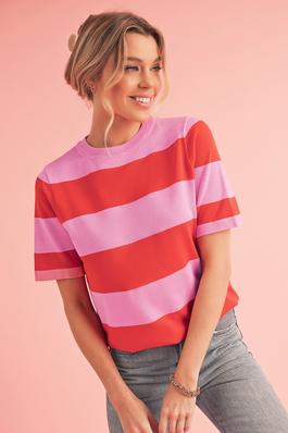 Colorblock Striped Knitted T shirt