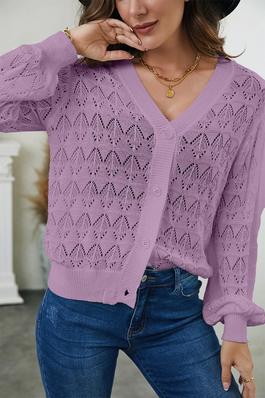 Lightweight Buttoned Front Crochet Cardigan