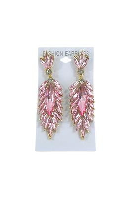CRYSTAL FEATHER DROP BRIDAL EARRING 4312-23 12PC