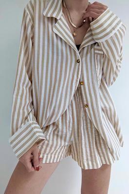 Striped Long-Sleeve Top and Shorts