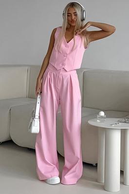 Solid Color Sleeveless Vest and Pants Set