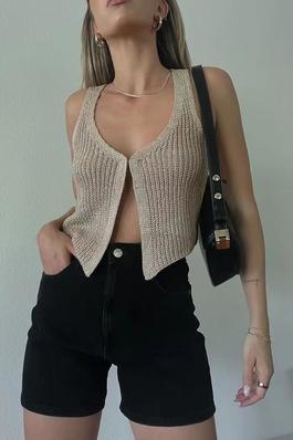 Knitted Open Crop Vest