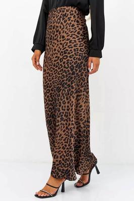 High Waist Leopard Print Maxi Skirt