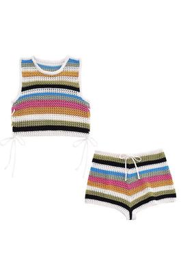 Colorful Crochet Top and Shorts Set