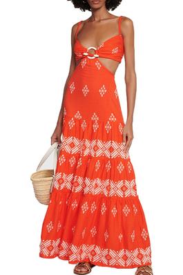 Tribal Print Cut-Out Maxi Dress