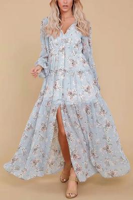 Button-Down Floral Print Maxi Dress