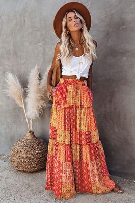 Bohemian High-Waist Maxi Skirt