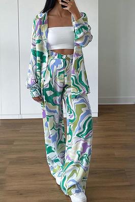 Abstract Pattern Top and Pants Set