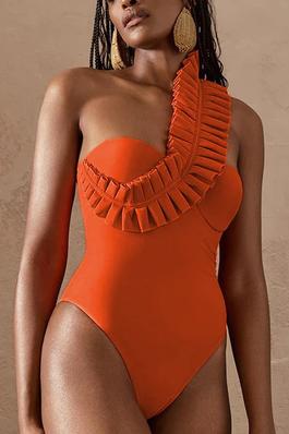 Ruffled One Shoulder One Piece Swimsuit