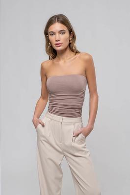 REVERSIBLE STRAPLESS SCRUNCH KNIT TOP