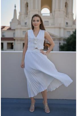 Maxi Skirt Set with Top and Pleated Skirt 