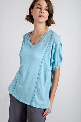 Puff Sleeve Mineral Washed Top