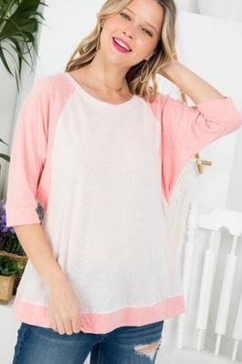 Women Contrast Multi Wide Neck Loose Fitting Top