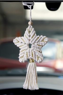 Handmade Woven Pentagram Tassel Car Hanging Ornament