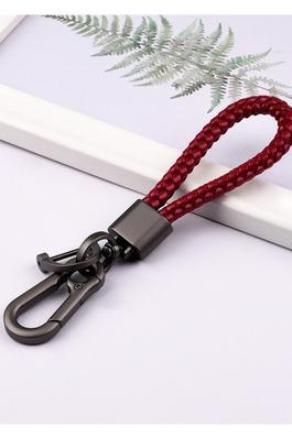Creative Handmade Braided Leather Rope Car Keychain