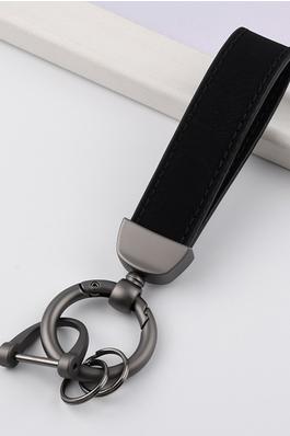Fashion Solid Color Metal Leather Keychain