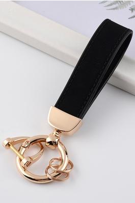 Fashion Solid Color Metal Leather Keychain