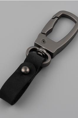 Minimalist Metal Top Grain Leather Keychain Pendant