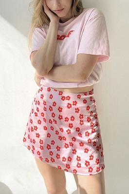 Satins Printed Mini Wrap Skirt