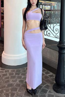 Solid Tube Top and Maxi Skirt Set