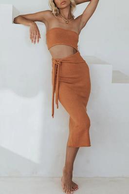 Solid Cutout Knit Beach Dress