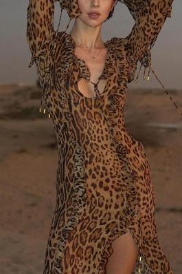 Leopard Chiffon Maxi Dress