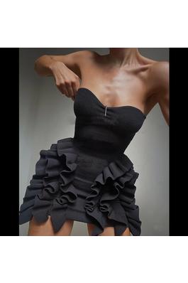 Ruffle Tiered Knit Tube Mini Dress
