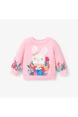 Baby Girls Childlike Rabbit Animal print Pullover 