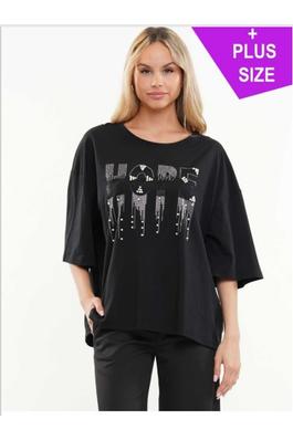 WHY TB23038 Plus Size Hope Top w/ Stones