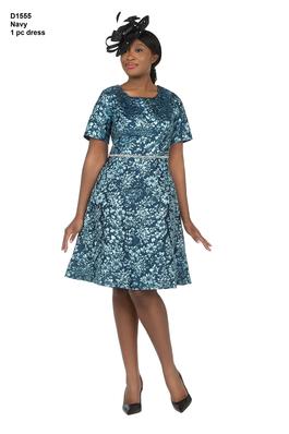 Giovanna D1555W Short Sleeve Brocade Dress