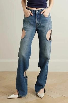 High-waisted cutout jeans