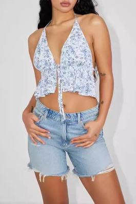 Halter Neck Lace-Up Top