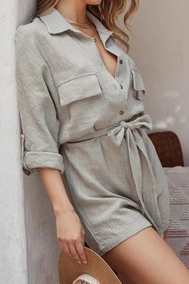 Shirt cotton linen jumpsuit